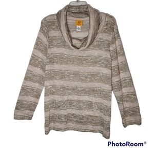 Ruby Rd women's XL warm glitter beige cowl neck sweater. 593